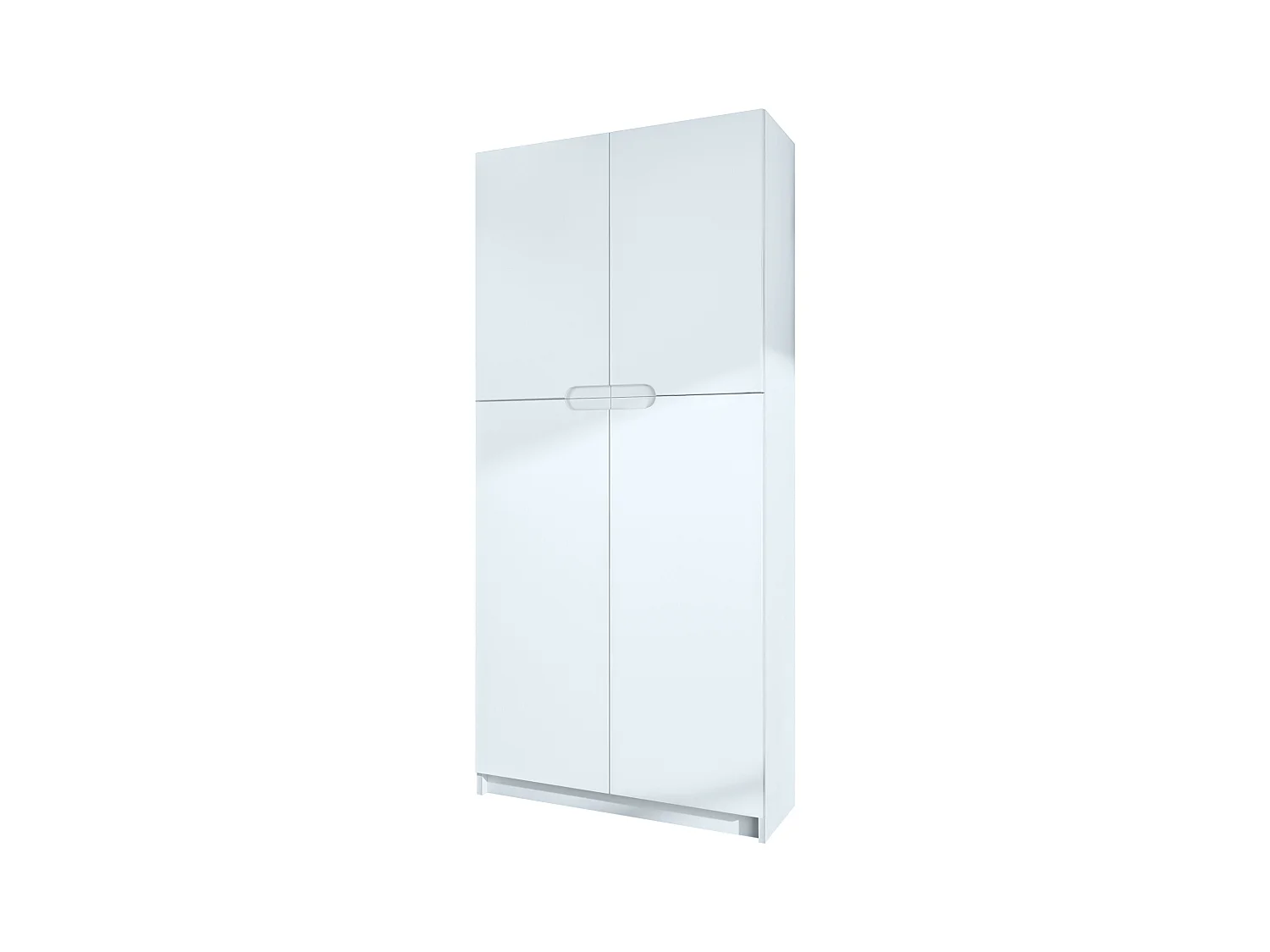 Meuble rangement bureau Logan V1, Armoire de bureau haute avec 5 compartiments et 4 portes, blanc mat/blanc mat (82 x 185 x 37 cm)