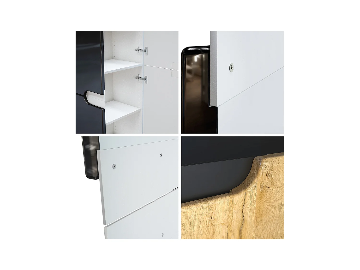 Meuble rangement bureau Logan V1, Armoire de bureau haute avec 5 compartiments et 4 portes, blanc mat/blanc mat (82 x 185 x 37 cm)