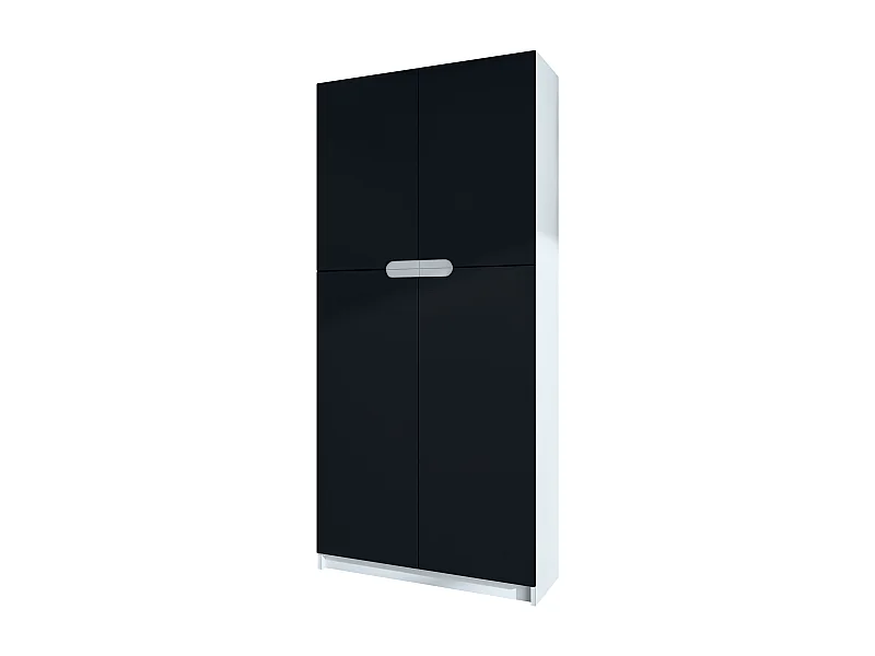 Armario Oficina Logan V1, Mueble Archivador con 5 Compartimentos y 4 Puertas, blanco mate/negro mate (82 x 185 x 37 cm)