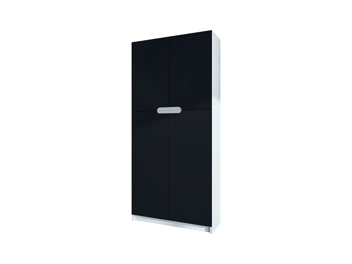 Meuble rangement bureau Logan V1, Armoire de bureau haute avec 5 compartiments et 4 portes, blanc mat/noir mat (82 x 185 x 37 cm)