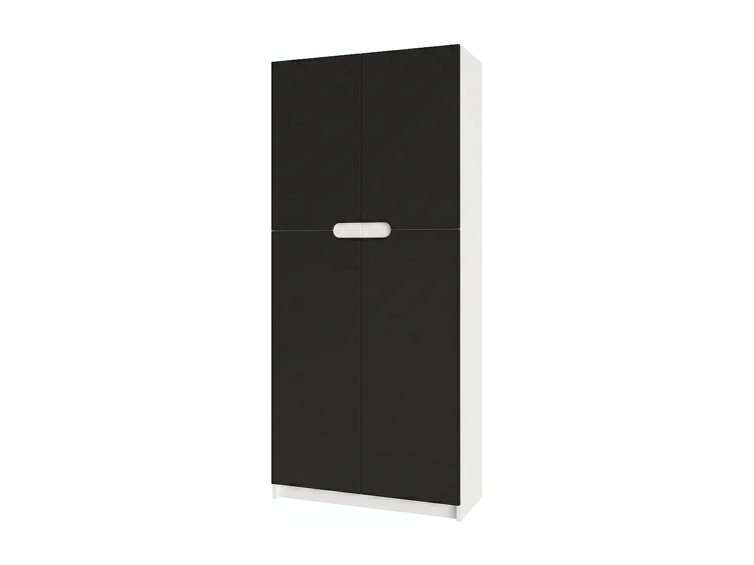 Armario Oficina Logan V1, Mueble Archivador con 5 Compartimentos y 4 Puertas, blanco mate/negro mate (82 x 185 x 37 cm)