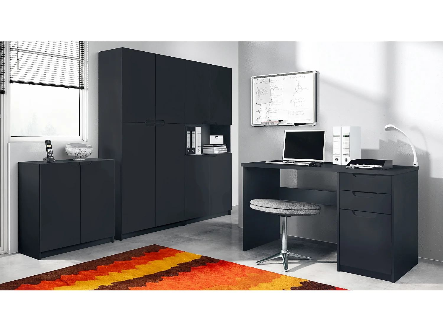 BÜROMÖBELSET Logan Fronten in Schwarz matt