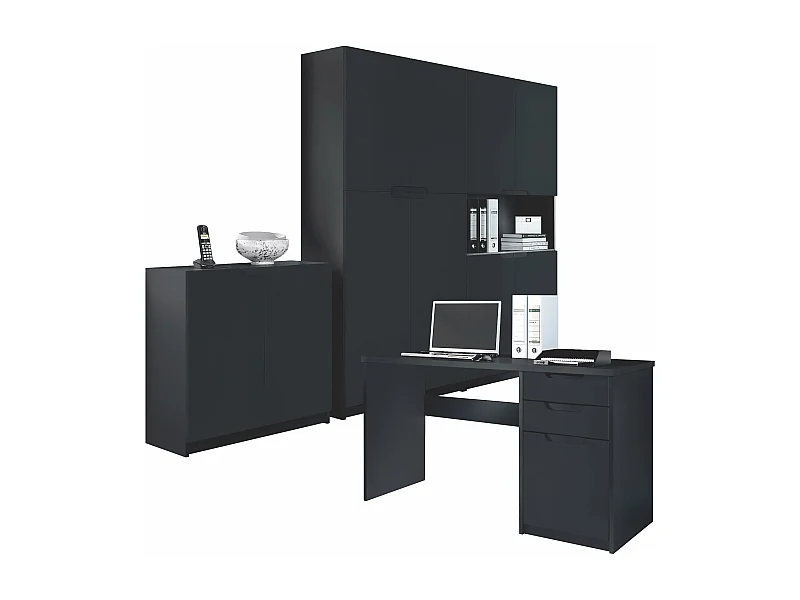 BÜROMÖBELSET Logan Fronten in Schwarz matt