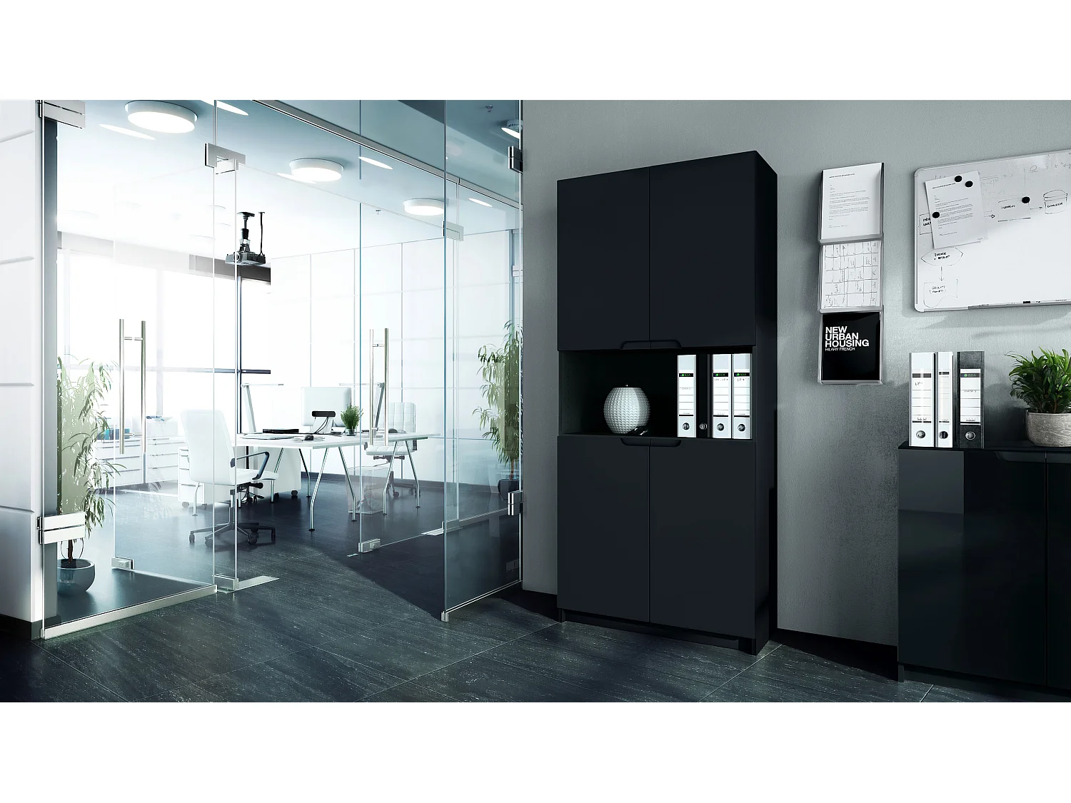 BÜROSCHRANK Logan Fronten in Schwarz matt