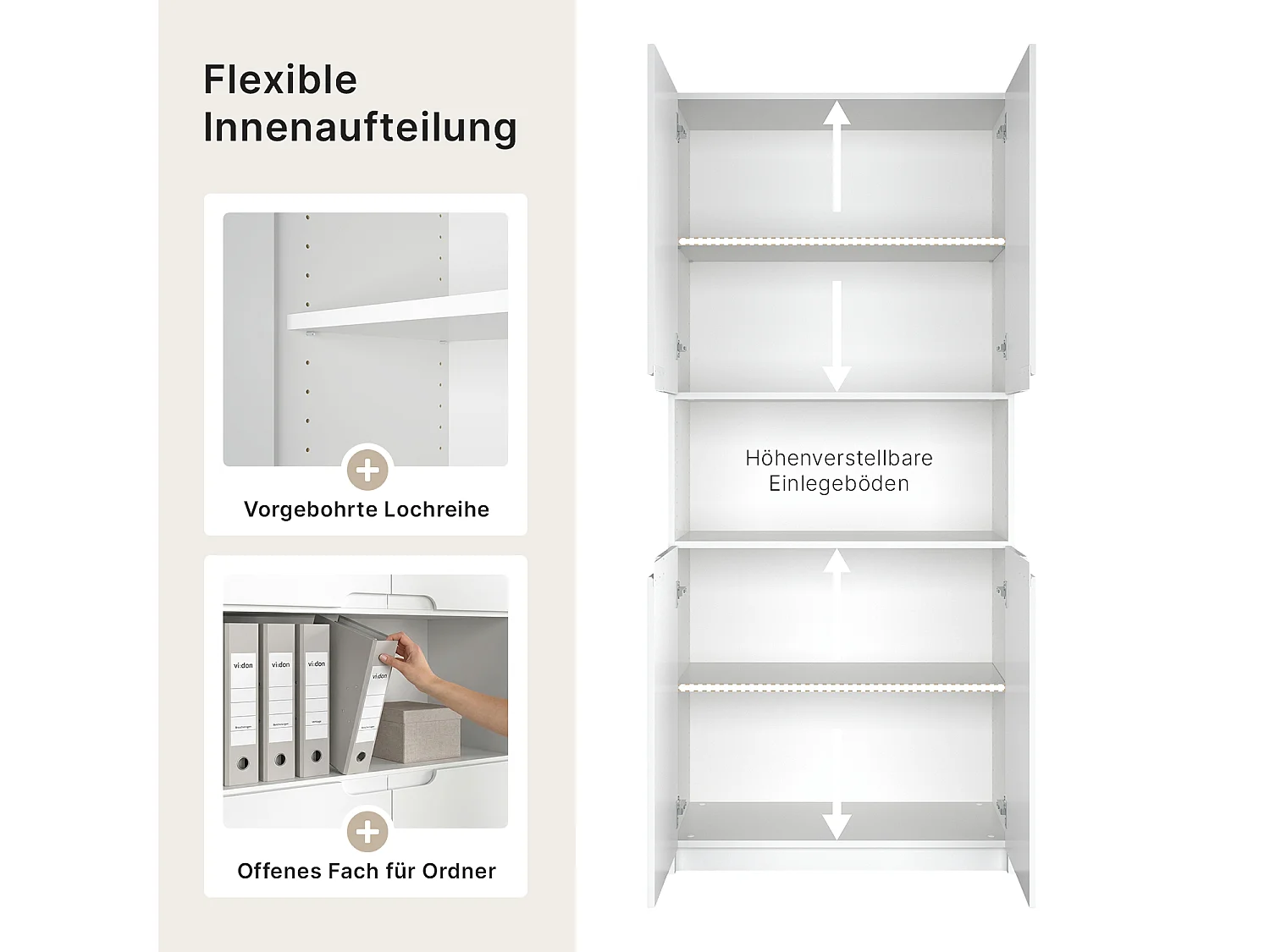 BÜROSCHRANK Logan Fronten in Weiß Hochglanz