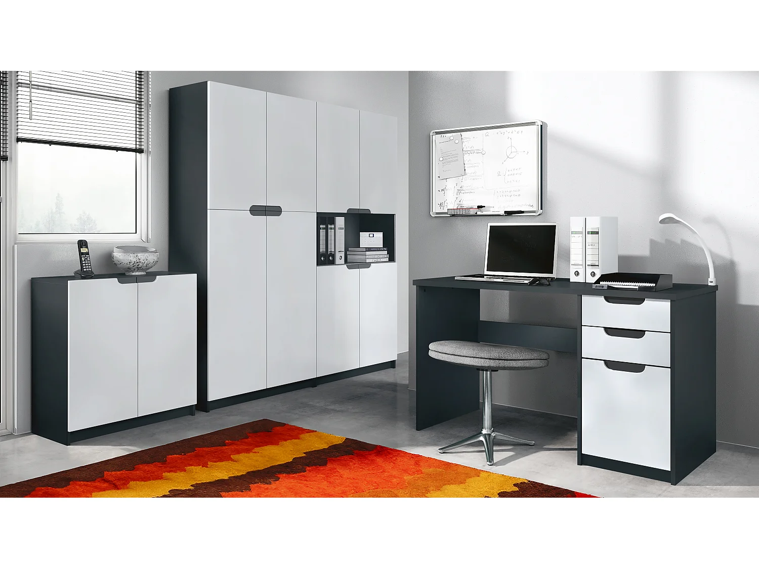 BÜROMÖBELSET Logan Fronten in Weiß matt