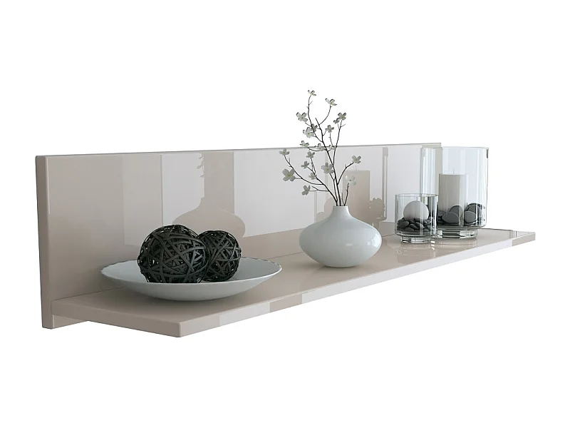 Vladon Estante de pared Skadu, Estante Flotante con práctica Superficie, gris arena de alto brillo (97,5 x 18,5 x 18,5 cm)