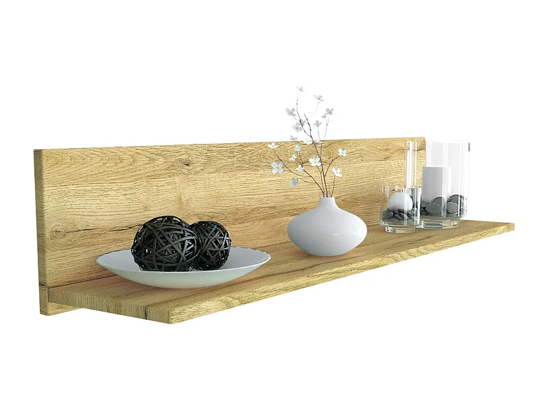 Étagère murale Skadu, Tablette murale avec surface de rangement, chêne nature (97,5 x 18,5 x 18,5 cm)