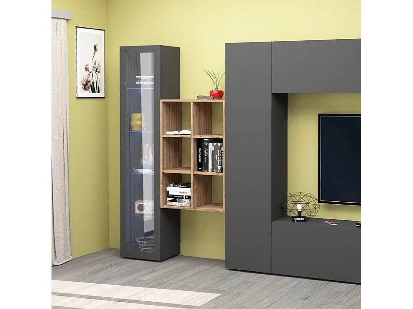 Librería mural moderna madera 6 estantes 60x90x25cm Roderik M