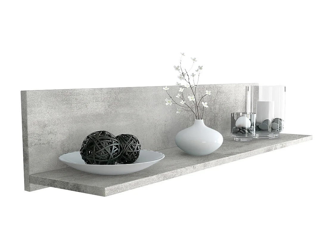 Étagère murale Skadu, Tablette murale avec surface de rangement, aspect béton oxyde (97,5 x 18,5 x 18,5 cm)