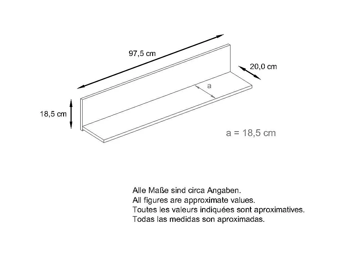 Étagère murale Skadu, Tablette murale avec surface de rangement, bordeaux haute brillance (97,5 x 18,5 x 18,5 cm)