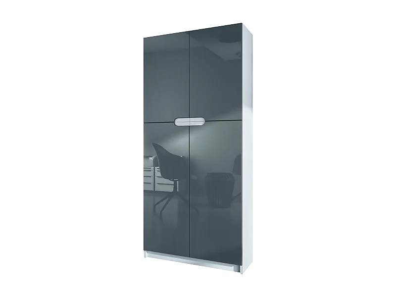 Logan V1, mobile per ufficio, schedario con 5 scomparti e 4 ante, bianco opaco/grigio lucido (82 x 185 x 37 cm)