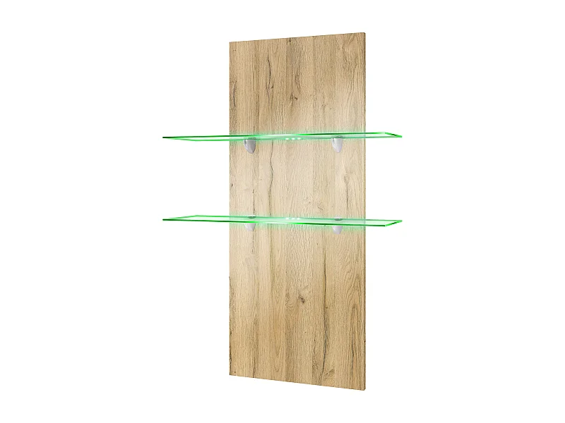 Panneau mural Faro en chêne nature y compris LED - étagère murale moderne pour votre salon (70 x 110 x 21 cm)