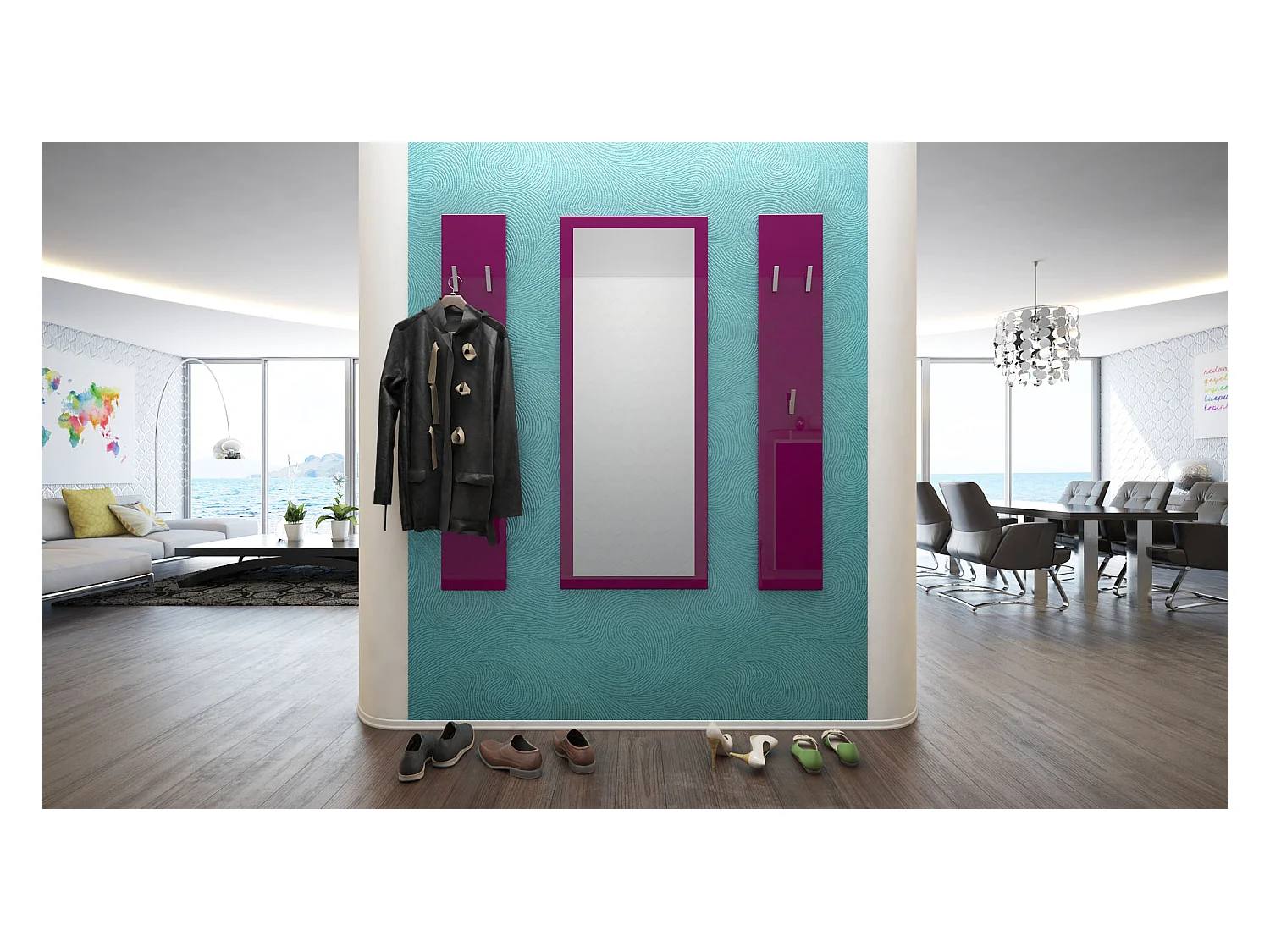 Ensemble de meubles d'entrée Spot en Mûre haute brillance