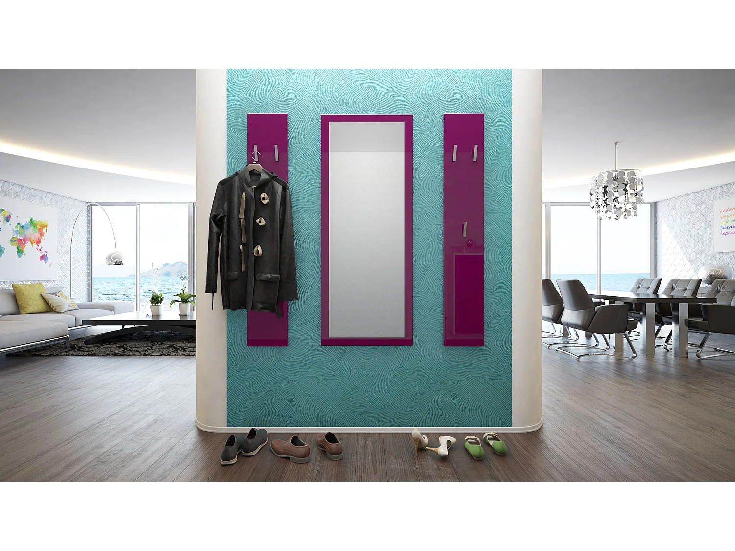 Ensemble de meubles d'entrée Spot en Mûre haute brillance