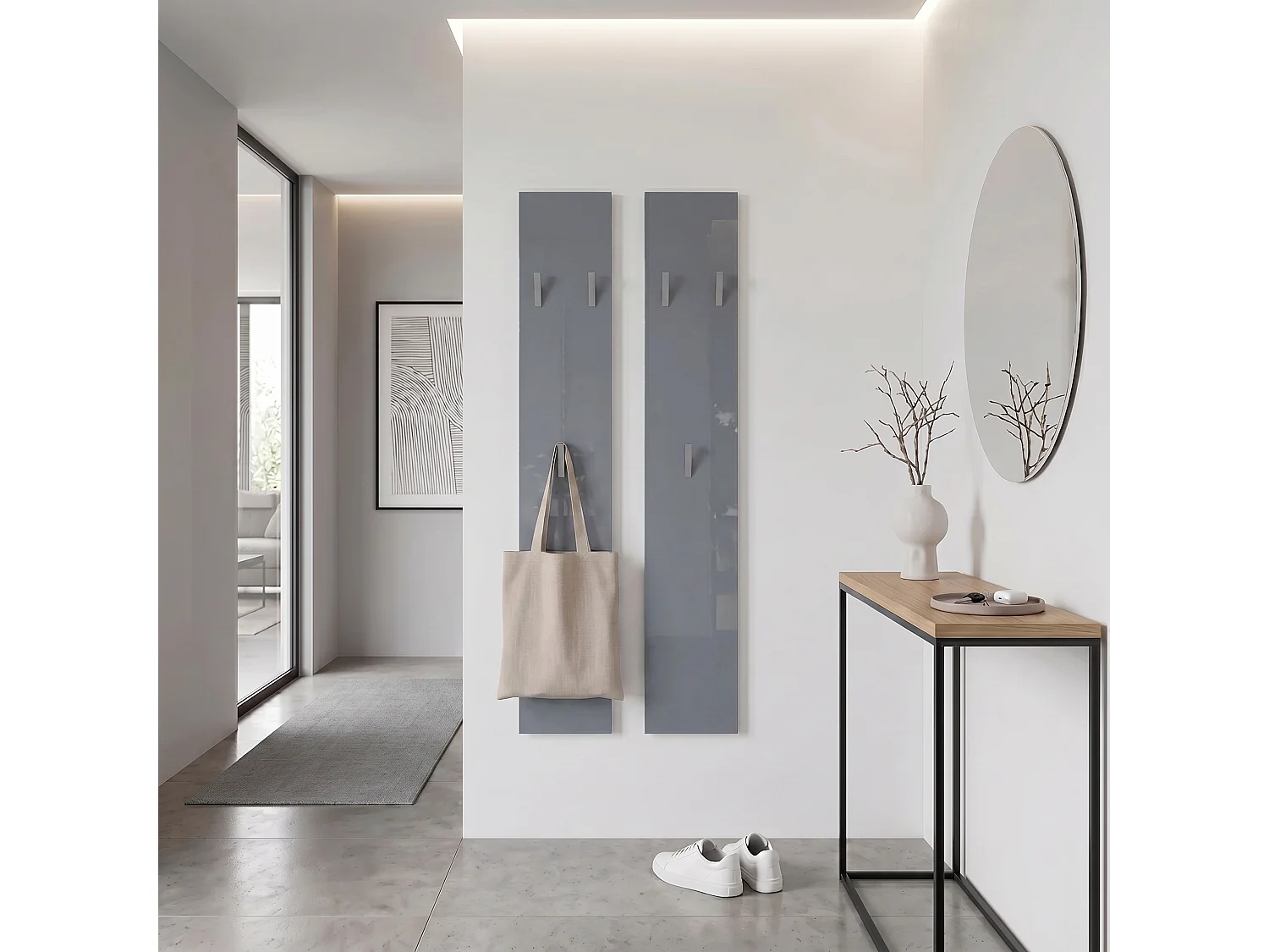 Panneau Mural 140, Fabriqué en Allemagne, Panneau de Vestiaire avec 2 Panneaux, gris haute brillance (je 24 x 140 x 2 cm)