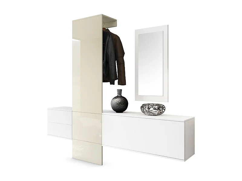 GARDEROBE Carlton Paneel in Creme Hochglanz