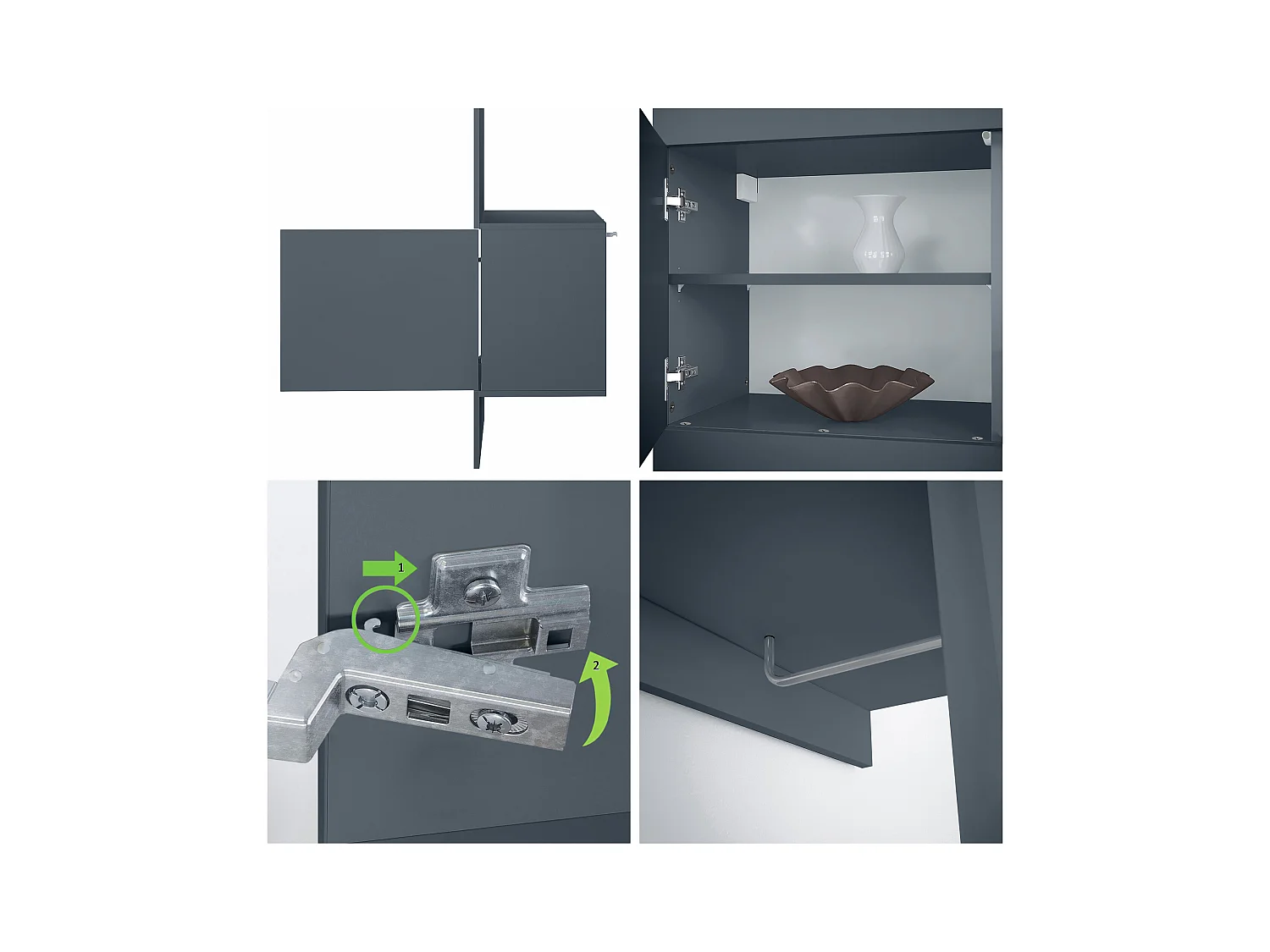 Armario Carlton Neo, Perchero de pared con panel de vestíbulo, espejo, barra para ropa y armario de pared, Azul real (52 x 193 x 35 cm)