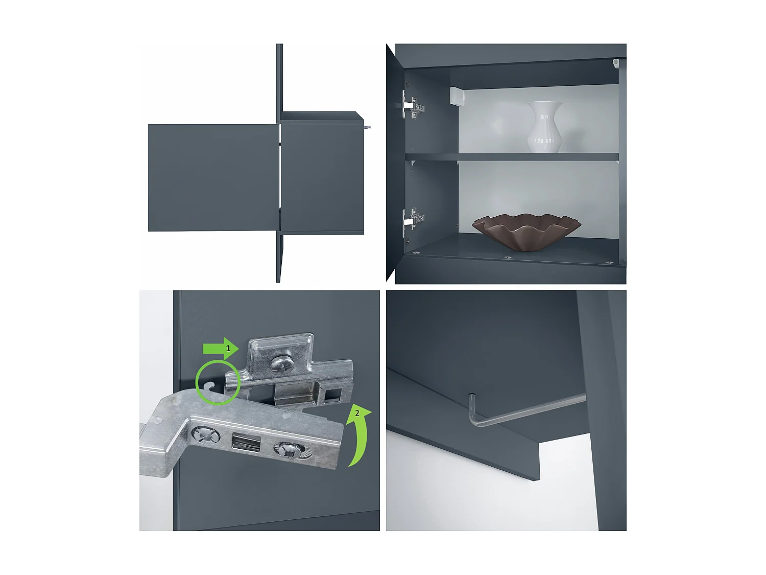 Garde-robe Carlton Neo, Porte-manteau mural avec panneau d'entrée, miroir, tringle à vêtements et armoire murale, Bleu royal (52 x 193 x 35 cm)