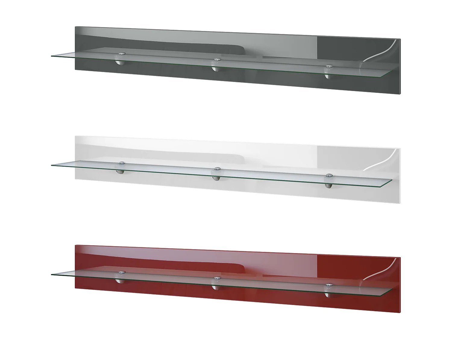 Vladon Mensola a muro Bari in bianco lucido - Mensola galleggiante moderna (146 x 20 x 19 cm)