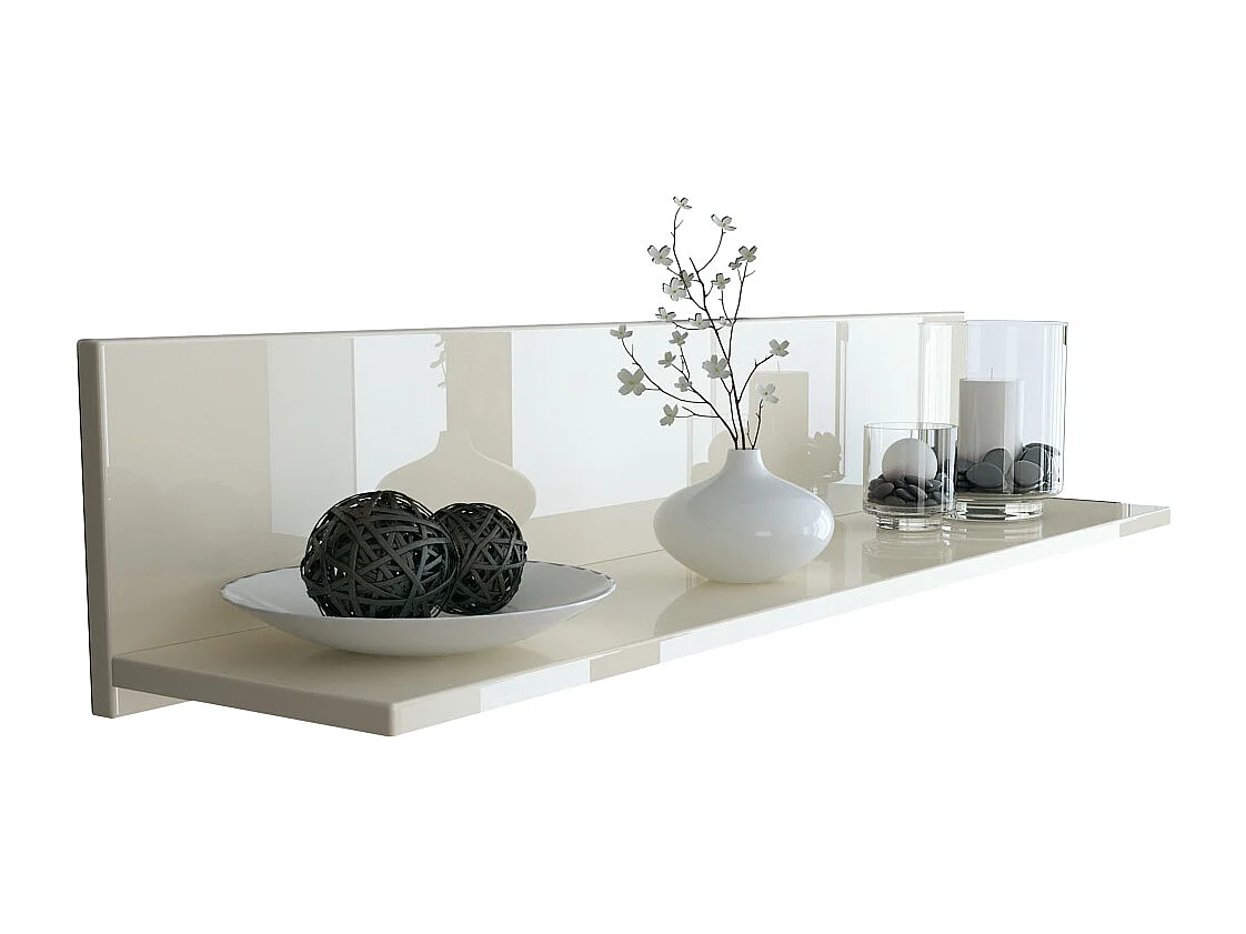 Scaffale a parete  Skadu, scaffale galleggiante con pratica superficie d'appoggio, beige lucido (97,5 x 18,5 x 18,5 cm)