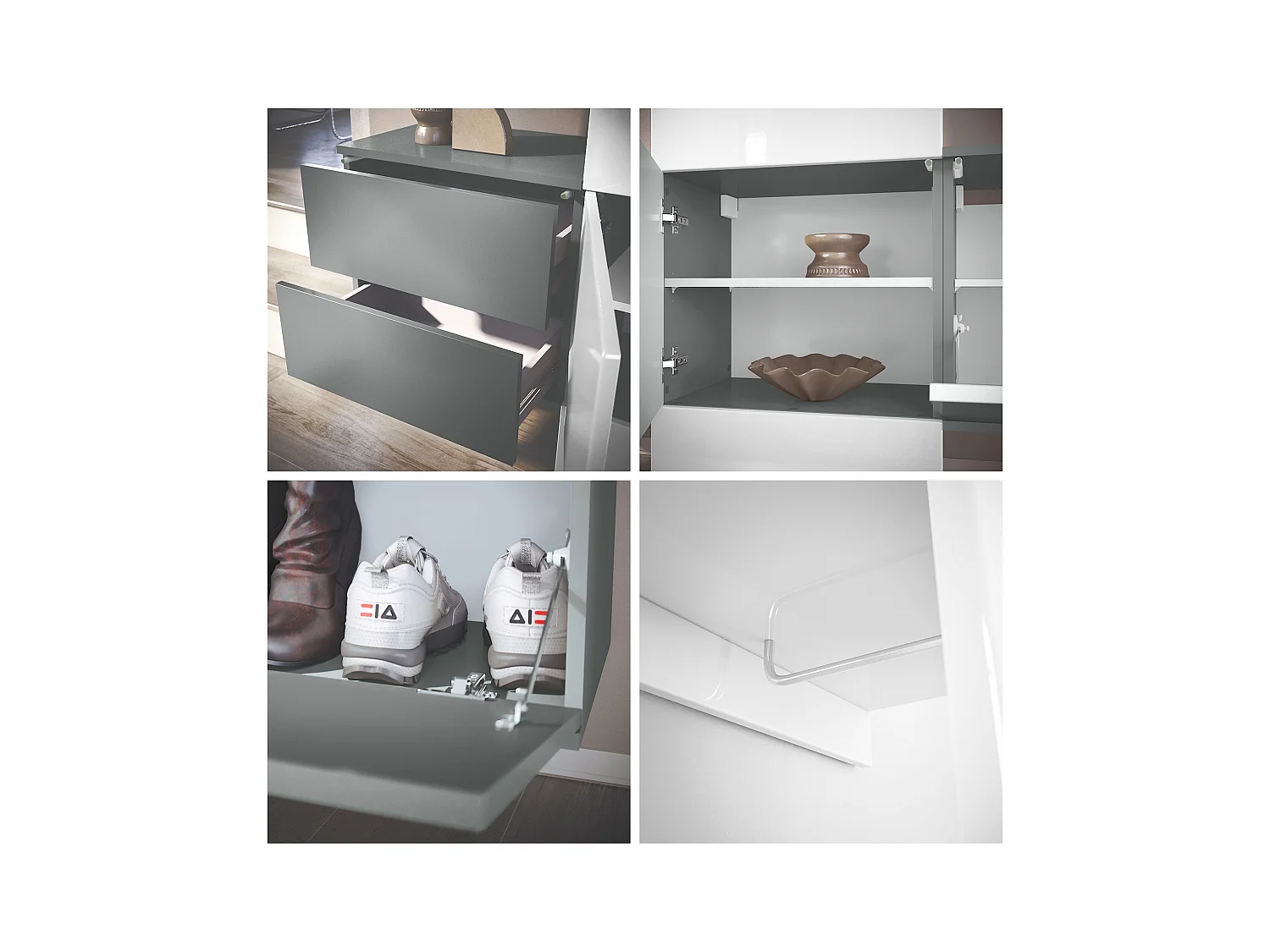 Armario de pared Carlton Set 1, Cuerpo en antracita mate / Panel en hormigón oxidado (208 x 193 x 35 cm)