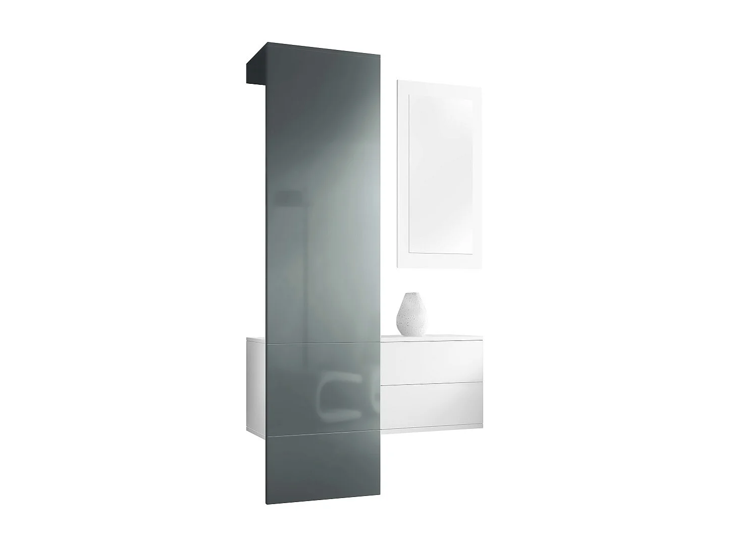 GARDEROBE Carlton Paneel in Grau Hochglanz
