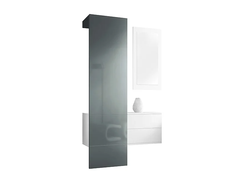GARDEROBE Carlton Paneel in Grau Hochglanz