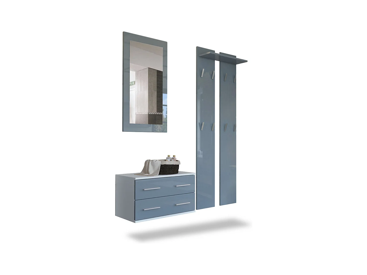 GARDEROBE Kioto Front in Grau Hochglanz