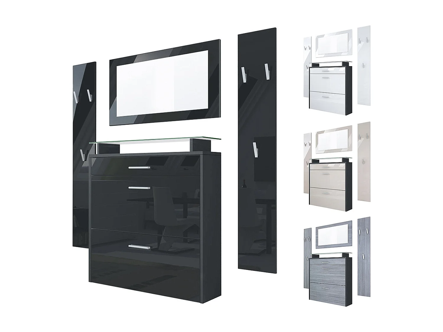 GARDEROBE Malea Front in Schwarz Hochglanz