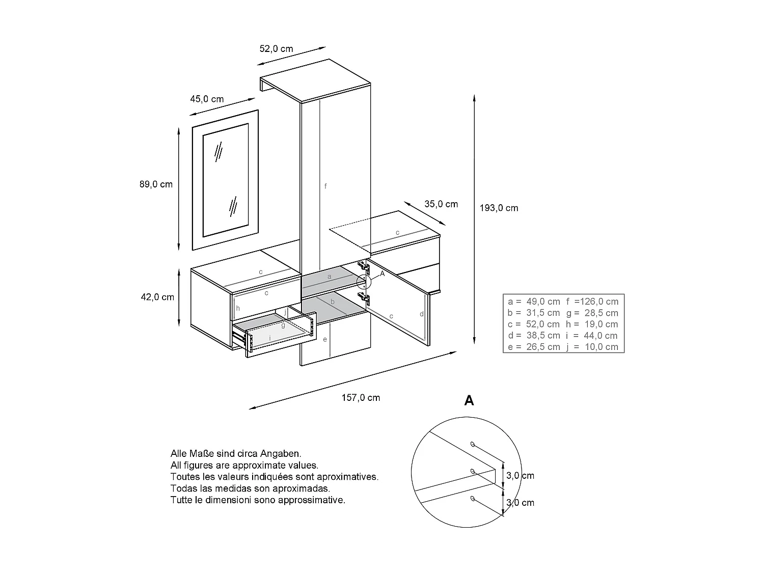 GARDEROBE Carlton Paneel in Eiche Nature