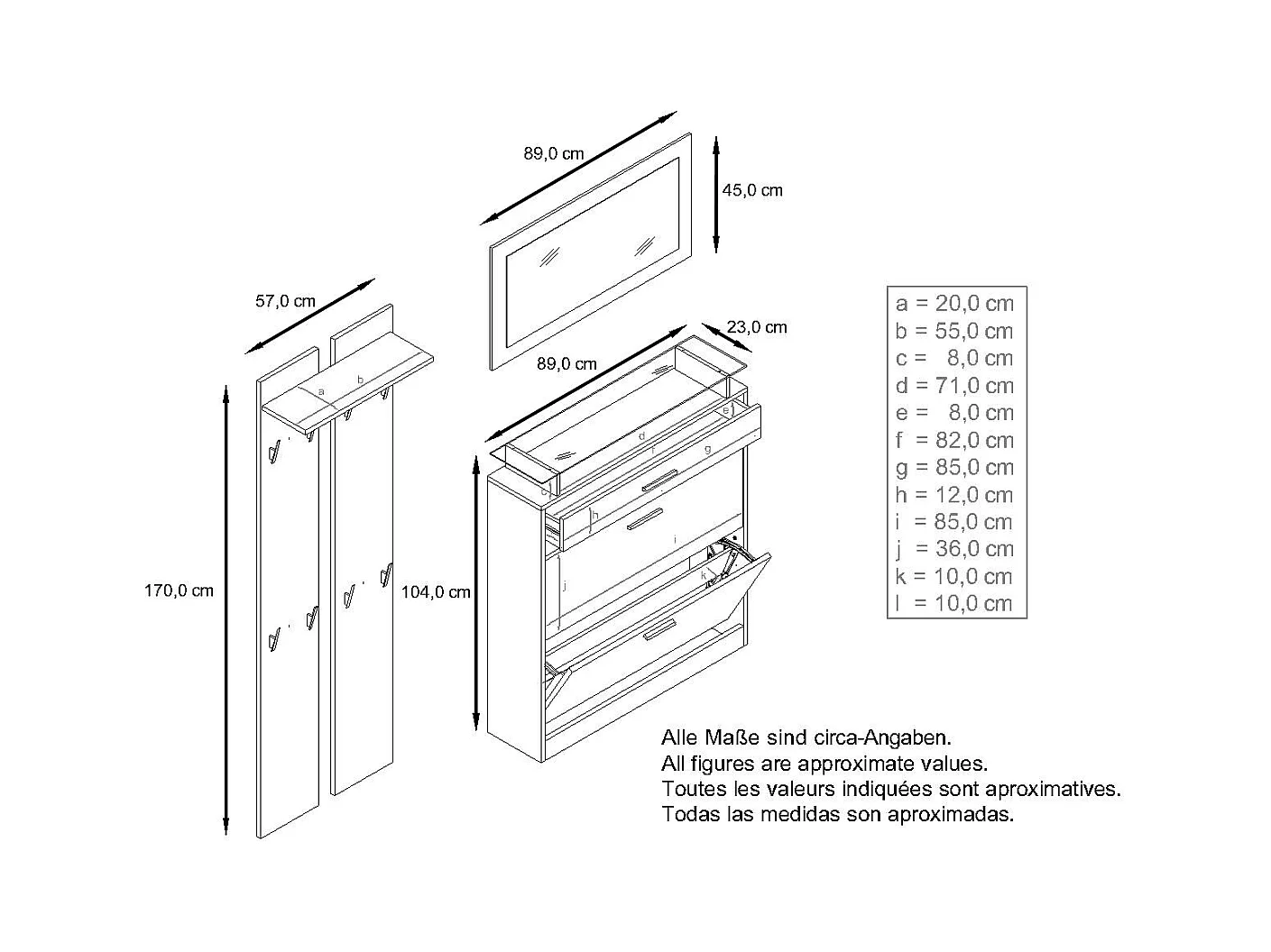 GARDEROBE Loret Front in Schwarz Hochglanz