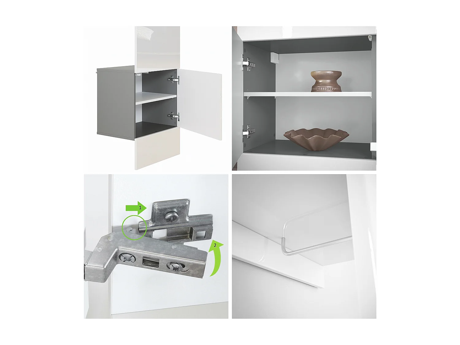 Ensemble d'entrée Hollywood, comprenant 1 panneau de vestiaire mural, 1 tringle à vêtements et 1 ensemble de panneaux muraux, anthracite mat/aspect béton oxyde