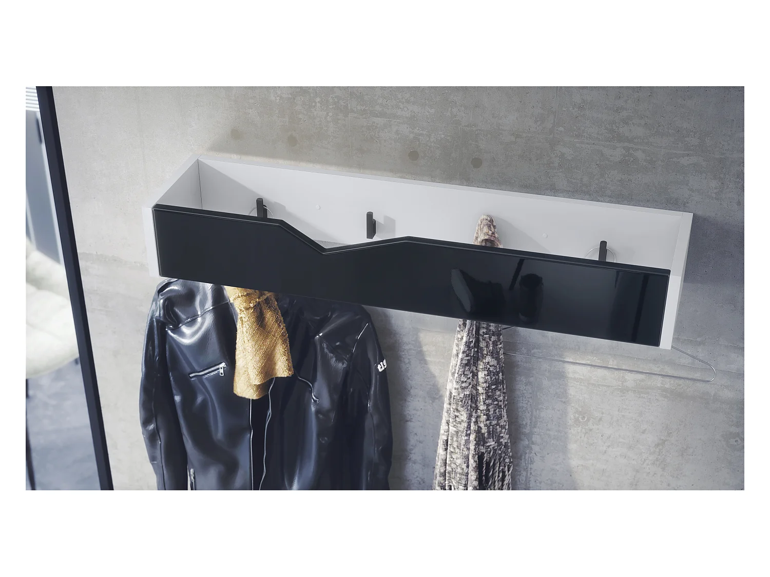 GARDEROBENPANEEL Kolmio Schwarz Hochglanz