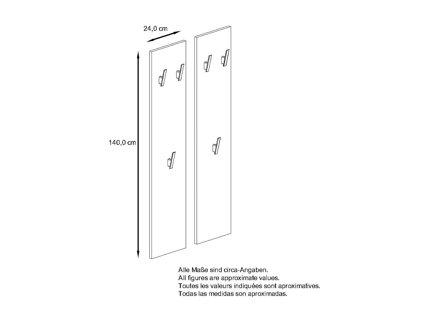 Panneau Mural 140, Fabriqué en Allemagne, Panneau de Vestiaire avec 2 Panneaux, mûre haute brillance (je 24 x 140 x 2 cm)