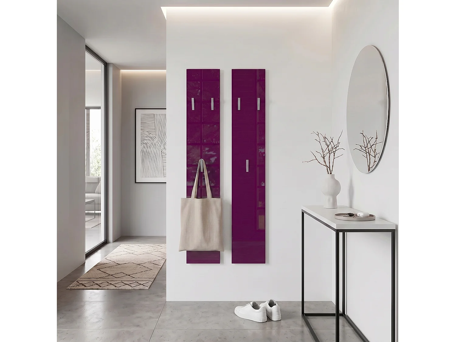 Panneau Mural 140, Fabriqué en Allemagne, Panneau de Vestiaire avec 2 Panneaux, mûre haute brillance (je 24 x 140 x 2 cm)