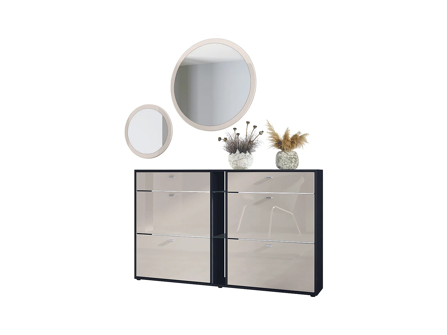 GARDEROBE Florence Sandgrau Hochglanz