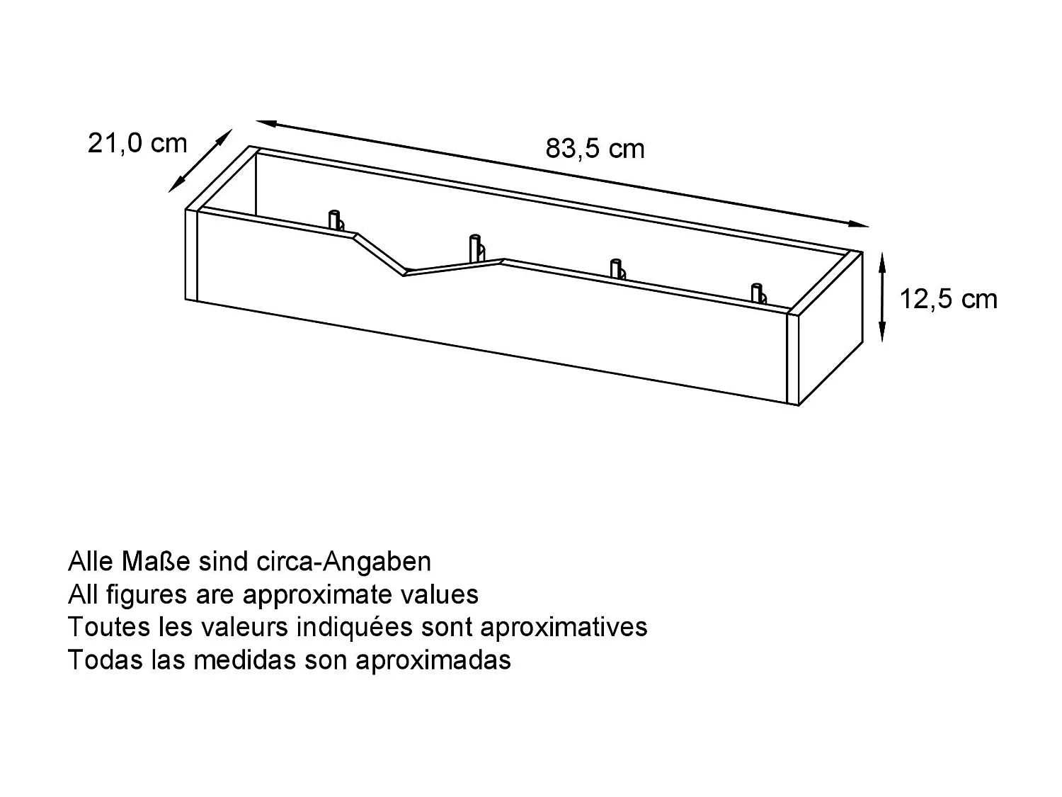 Porte-manteau crochets muraux panneau de penderie Kolmio, corps blanc mat, façade chêne nature 83,5 x 12,5 x 21 cm