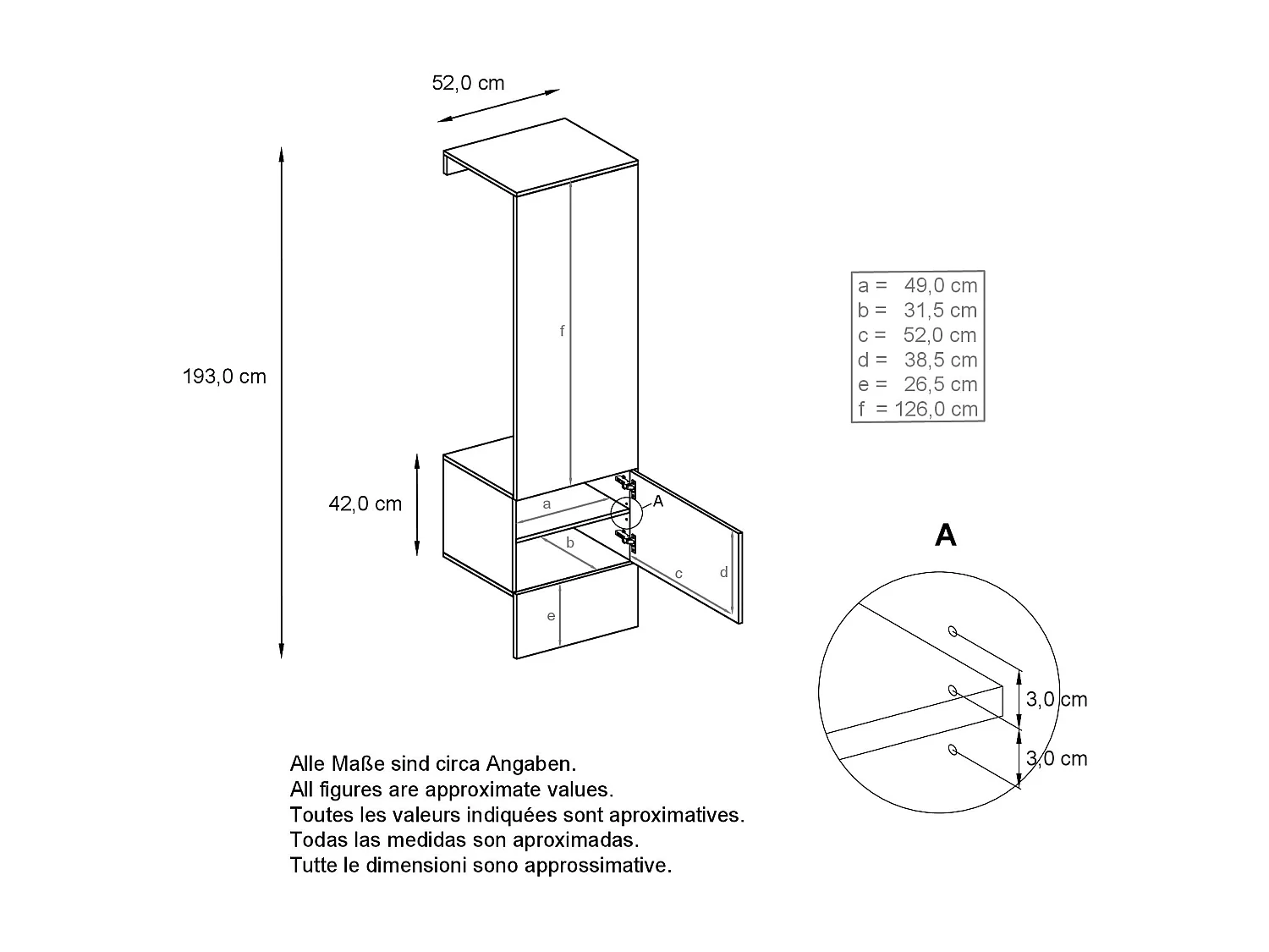 GARDEROBE Carlton Paneel in Grau Hochglanz