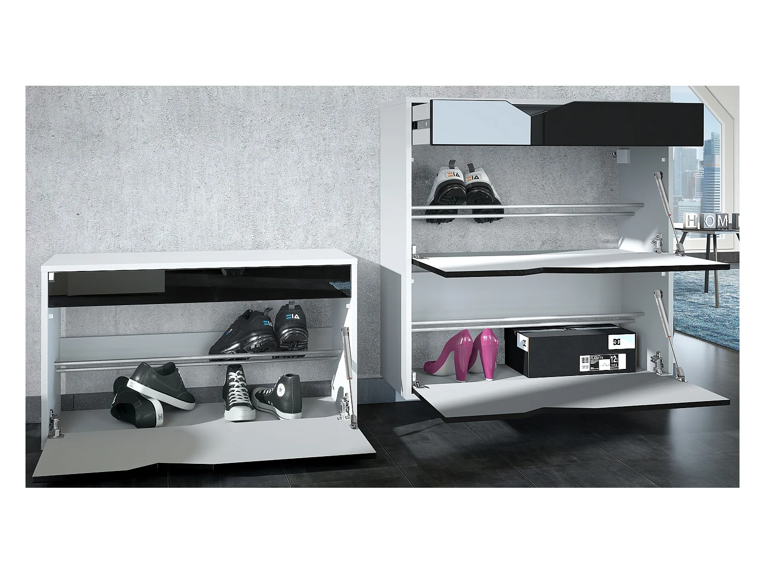 GARDEROBE Kolmio Fronten in Beton Oxid Optik