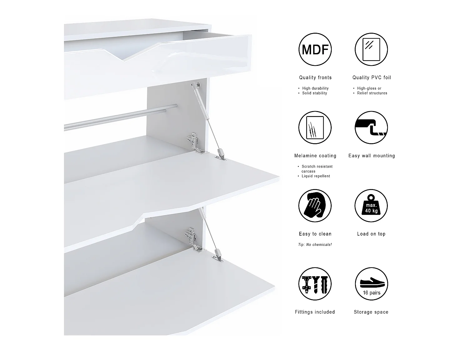 GARDEROBE Kolmio Fronten in Beton Oxid Optik