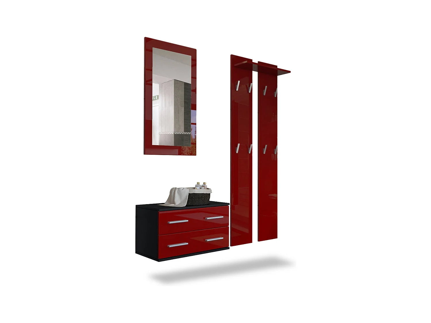 GARDEROBE Kioto Front in Bordeaux Hochglanz