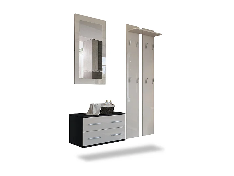 GARDEROBE Kioto Front in Sandgrau Hochglanz