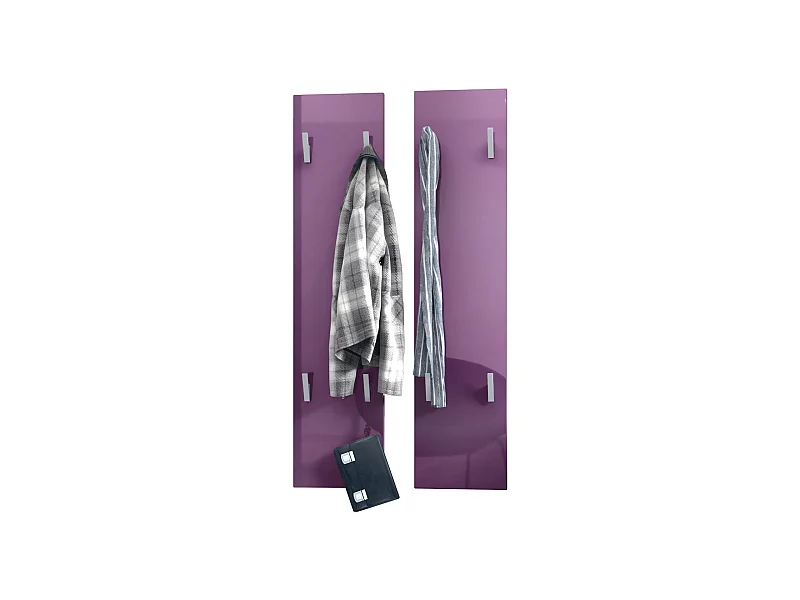 Wall Panel 120, pannello appendiabiti con 2 pannelli, violetto-porpora lucido (28 x 120 x 2 cm ciascuno)