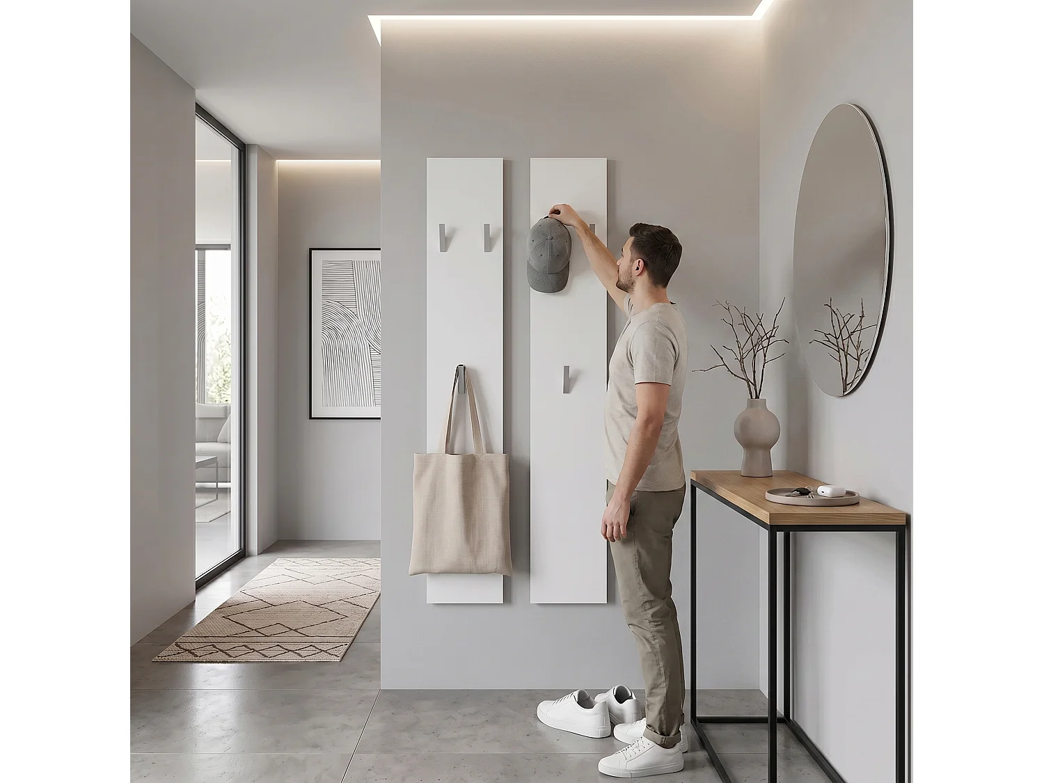Panneau Mural 140, Fabriqué en Allemagne, Panneau de Vestiaire avec 2 Panneaux, noir mat (je 24 x 140 x 2 cm)