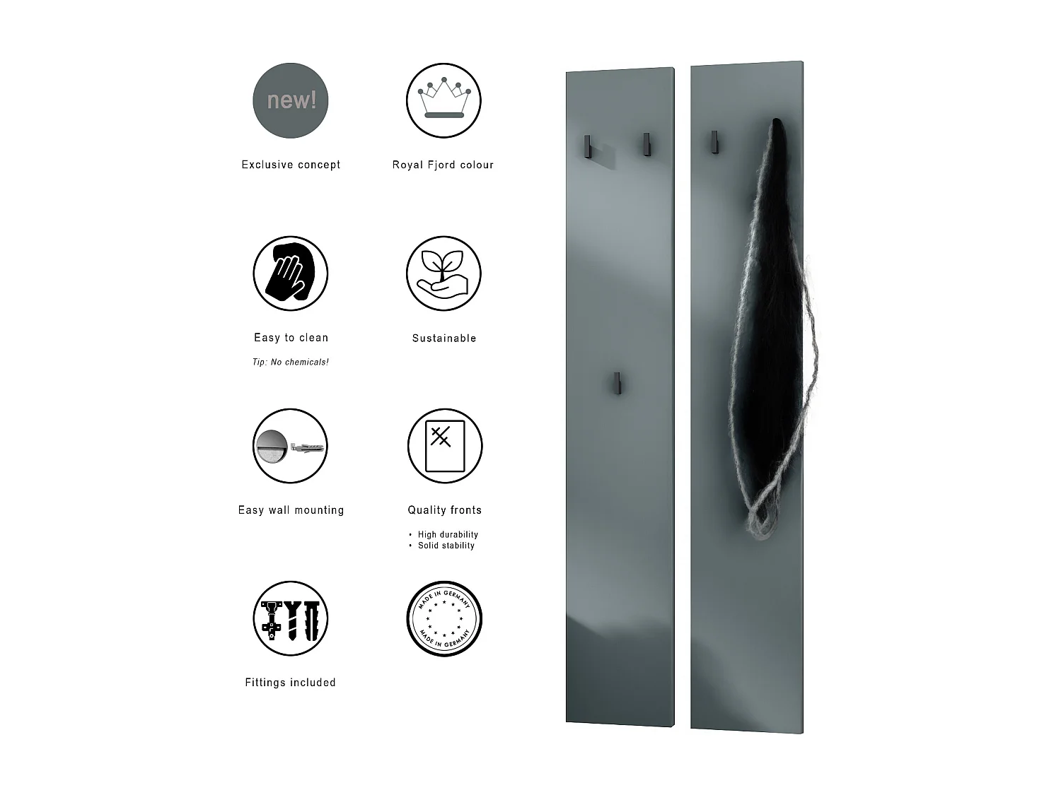 Panneau Mural Enigma 140, Fabriqué en Allemagne, Panneau de Vestiaire Composé de 2 Panneaux, Fjord vert (je 24 x 140 x 2 cm)