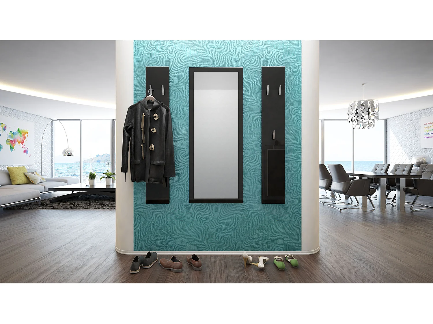 Ensemble de meubles d'entrée Spot en Noir haute brillance