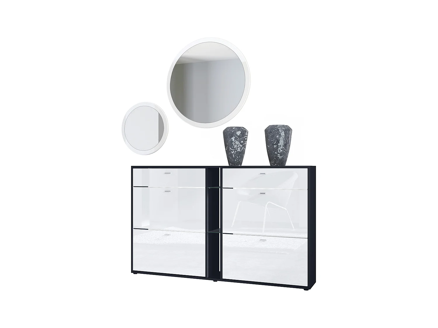 GARDEROBE Florence Weiß Hochglanz