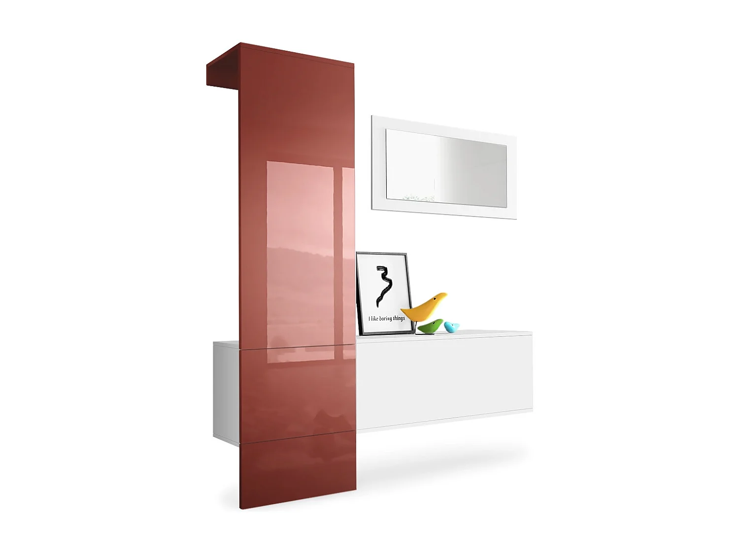 GARDEROBE Carlton Paneel in Bordeaux Hochglanz