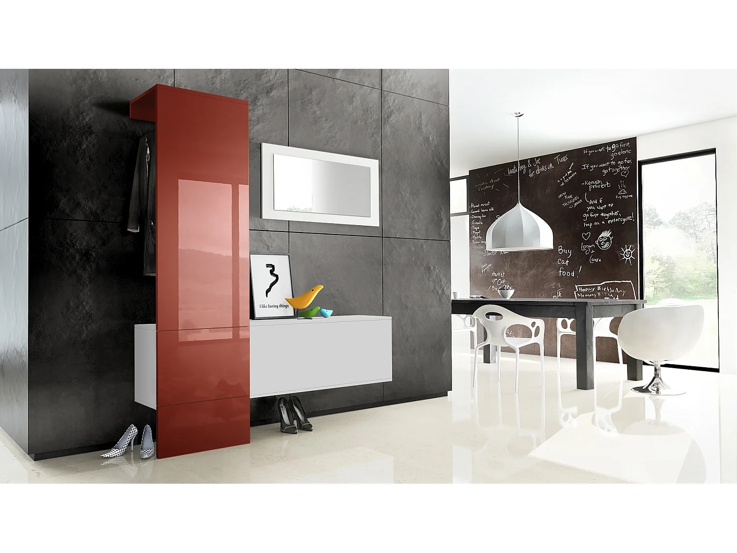 GARDEROBE Carlton Paneel in Bordeaux Hochglanz